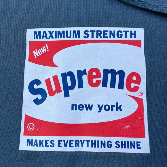 Supreme Shine Hoodie Men's Medium Gray Brillo Logo Cotton Fleece Sweatshirt 2021 - Picture 3 of 15